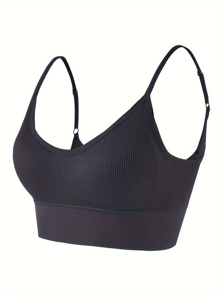 ComfyFit Solid Ribbed Sports Bra - Sports Bras for Women, Breathable Workout Fitness Intimates, Lingerie and Underwear with Superior Comfort and Support - Lena & Miles Exquisite Boutique LLC.