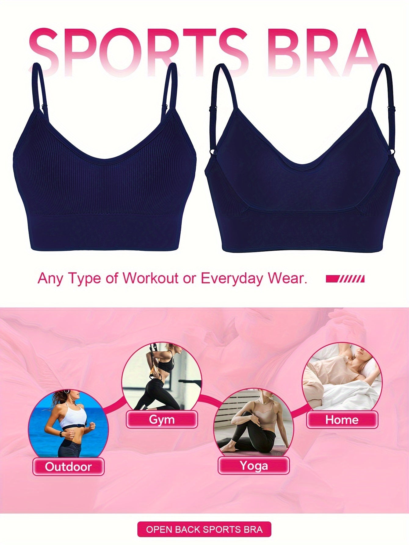 ComfyFit Solid Ribbed Sports Bra - Sports Bras for Women, Breathable Workout Fitness Intimates, Lingerie and Underwear with Superior Comfort and Support - Lena & Miles Exquisite Boutique LLC.
