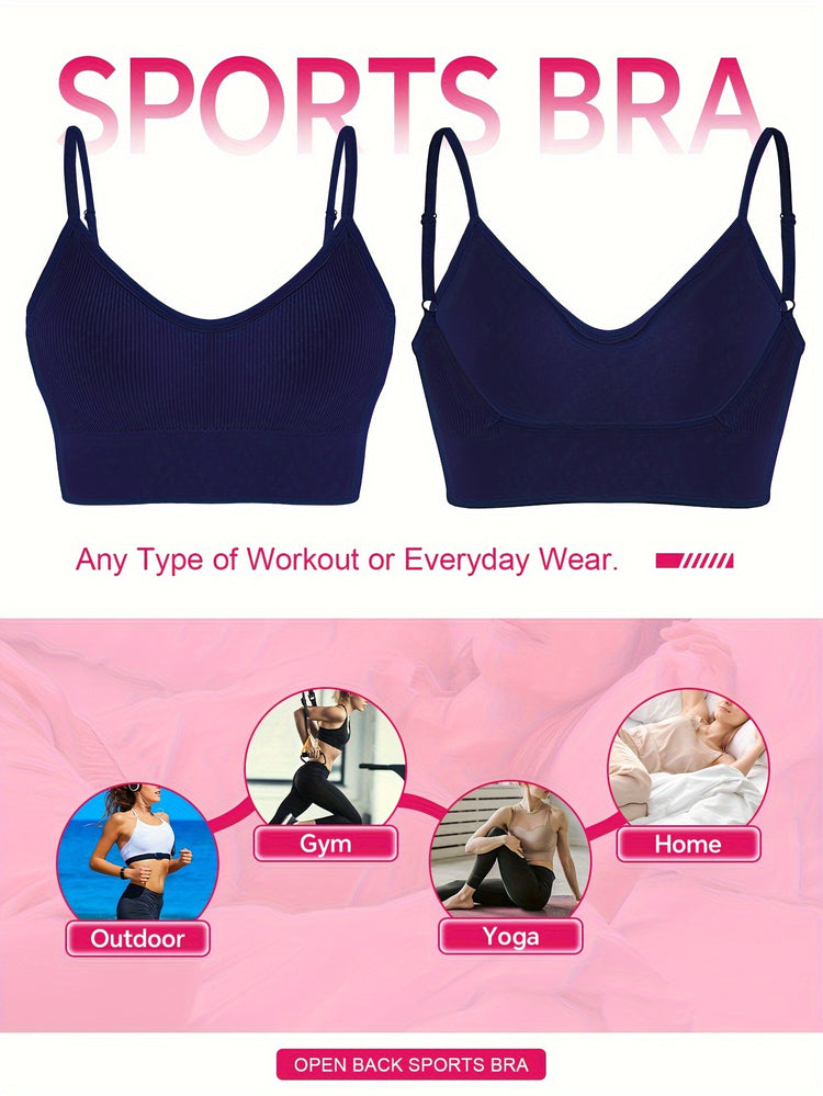ComfyFit Solid Ribbed Sports Bra - Sports Bras for Women, Breathable Workout Fitness Intimates, Lingerie and Underwear with Superior Comfort and Support - Lena & Miles Exquisite Boutique LLC.