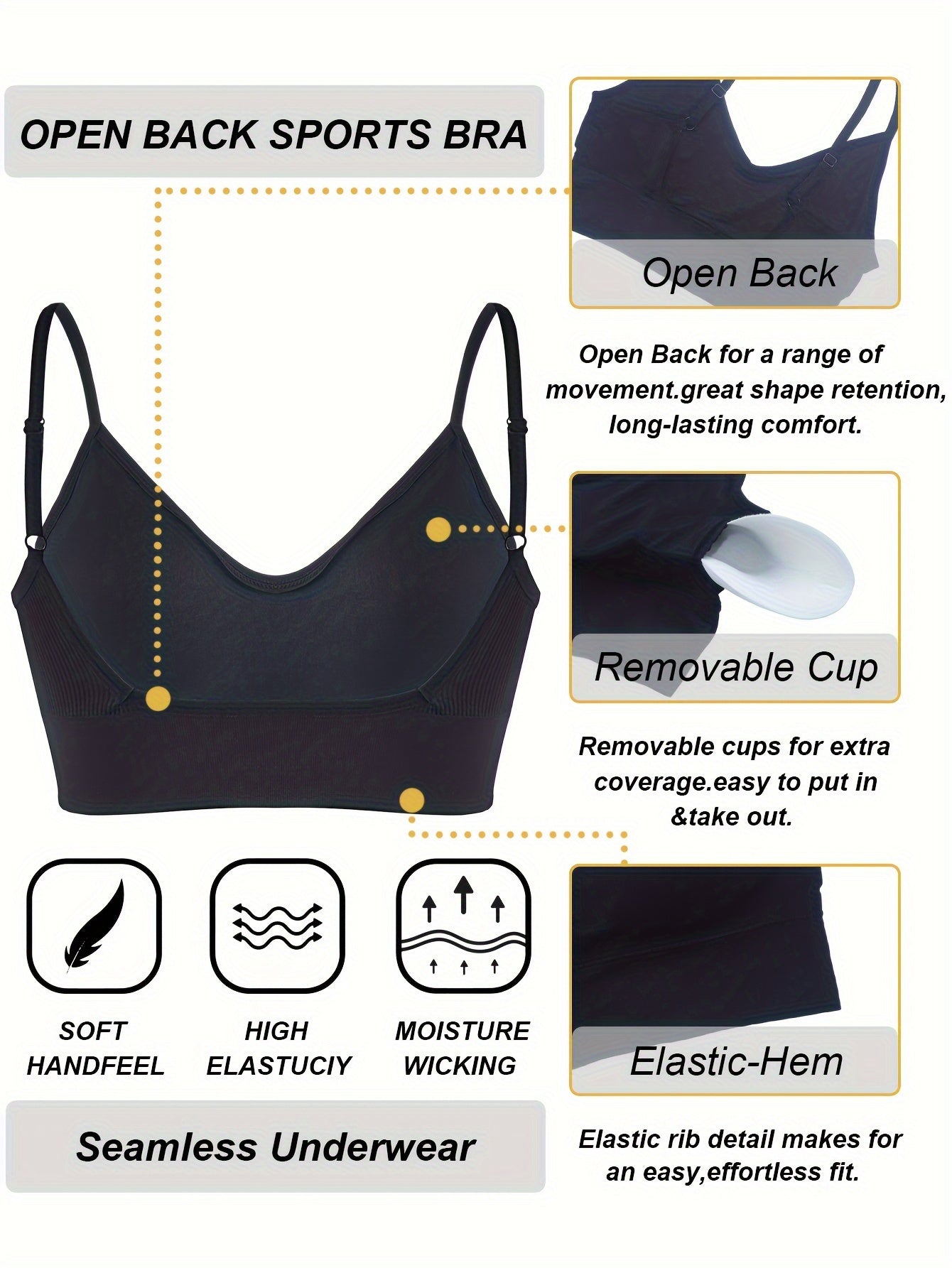 ComfyFit Solid Ribbed Sports Bra - Sports Bras for Women, Breathable Workout Fitness Intimates, Lingerie and Underwear with Superior Comfort and Support - Lena & Miles Exquisite Boutique LLC.