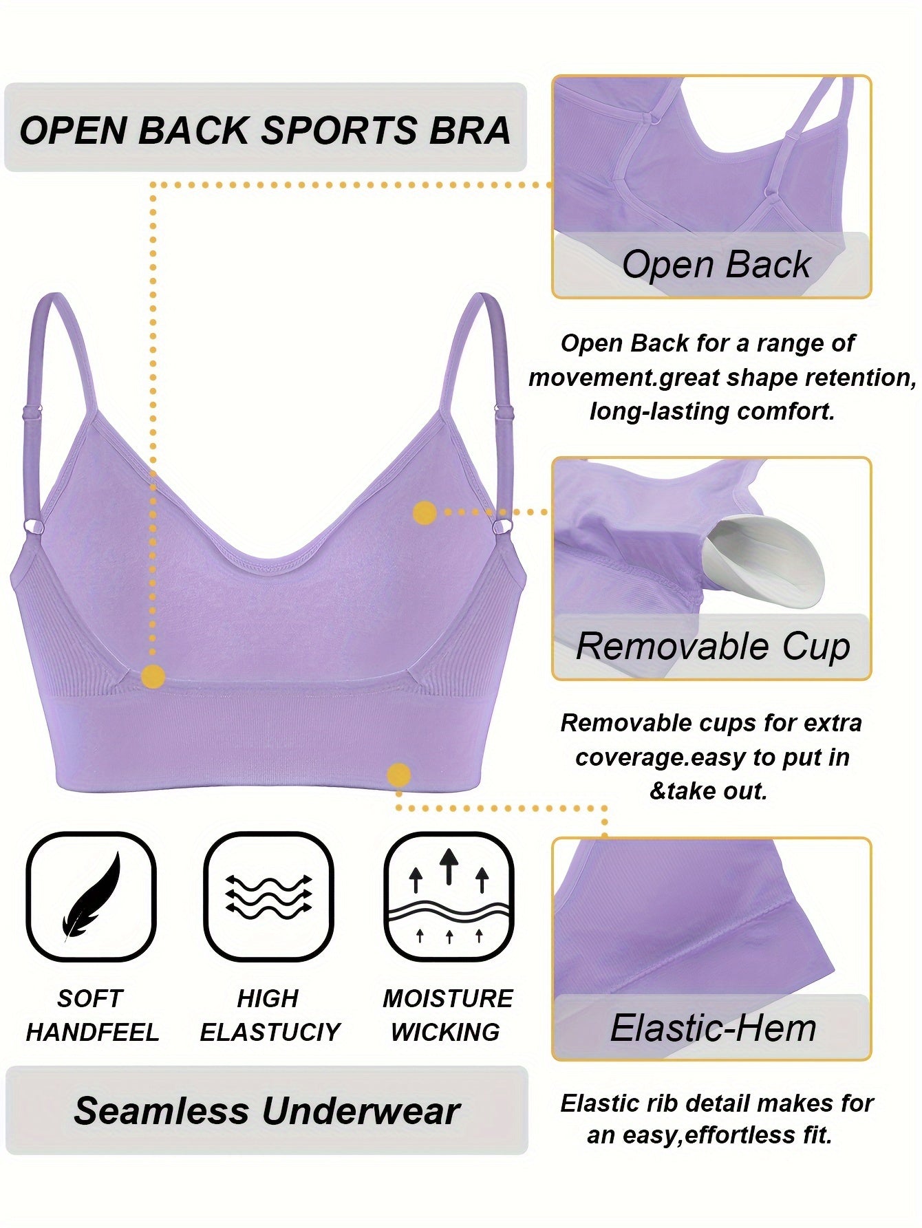 ComfyFit Solid Ribbed Sports Bra - Sports Bras for Women, Breathable Workout Fitness Intimates, Lingerie and Underwear with Superior Comfort and Support - Lena & Miles Exquisite Boutique LLC.