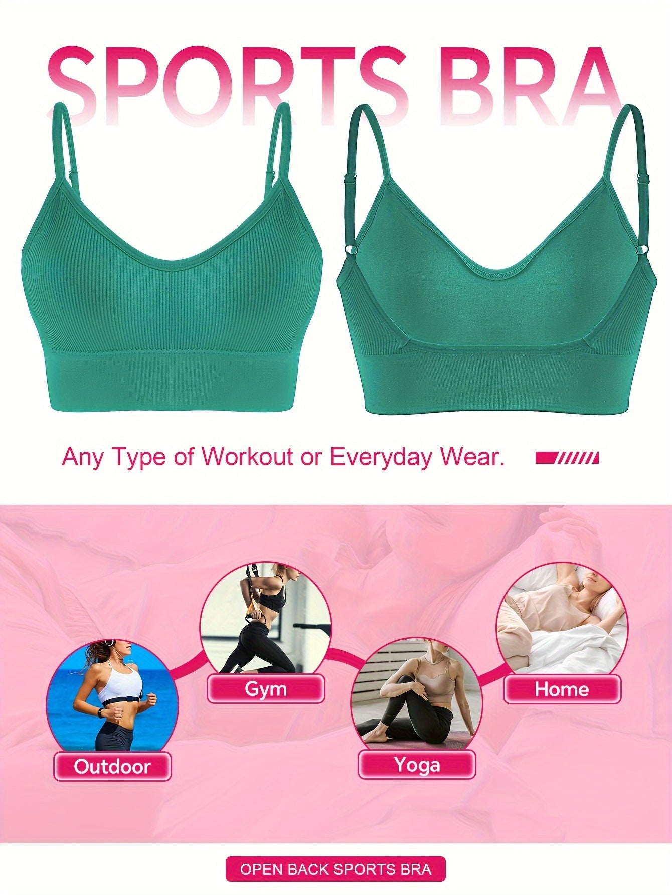 ComfyFit Solid Ribbed Sports Bra - Sports Bras for Women, Breathable Workout Fitness Intimates, Lingerie and Underwear with Superior Comfort and Support - Lena & Miles Exquisite Boutique LLC.