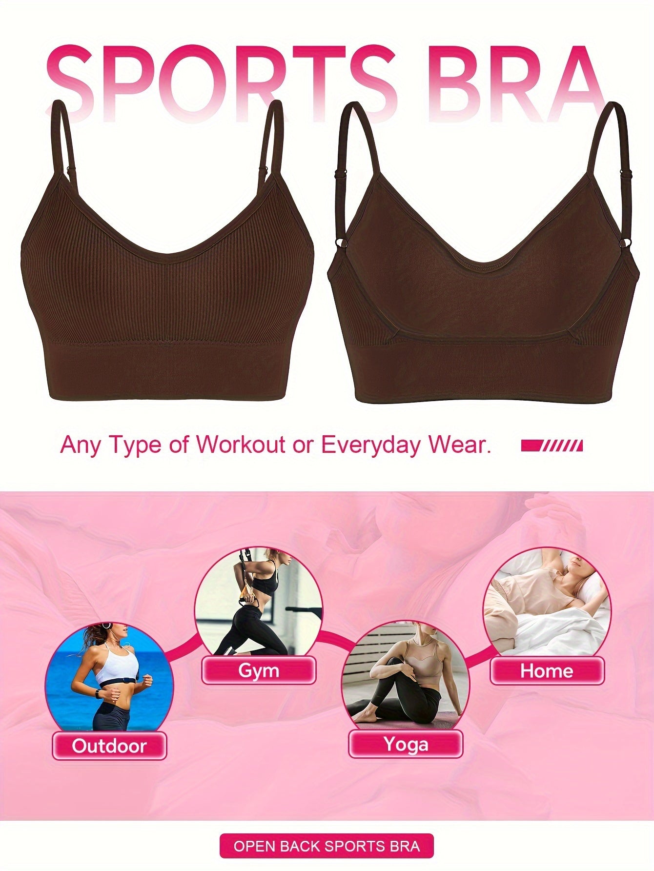 ComfyFit Solid Ribbed Sports Bra - Sports Bras for Women, Breathable Workout Fitness Intimates, Lingerie and Underwear with Superior Comfort and Support - Lena & Miles Exquisite Boutique LLC.