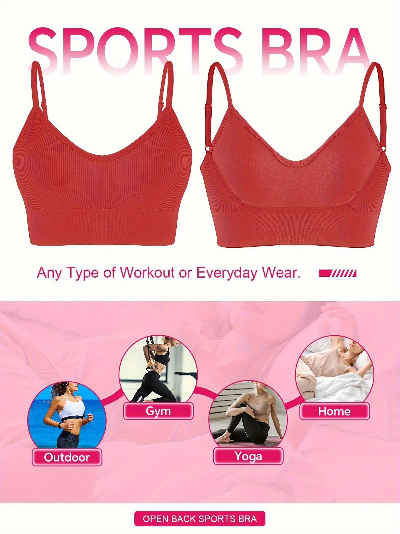 ComfyFit Solid Ribbed Sports Bra - Sports Bras for Women, Breathable Workout Fitness Intimates, Lingerie and Underwear with Superior Comfort and Support - Lena & Miles Exquisite Boutique LLC.