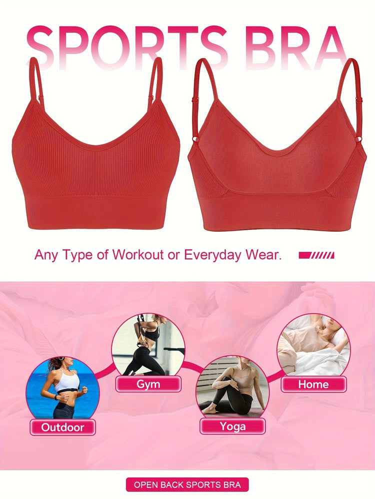 ComfyFit Solid Ribbed Sports Bra - Sports Bras for Women, Breathable Workout Fitness Intimates, Lingerie and Underwear with Superior Comfort and Support - Lena & Miles Exquisite Boutique LLC.