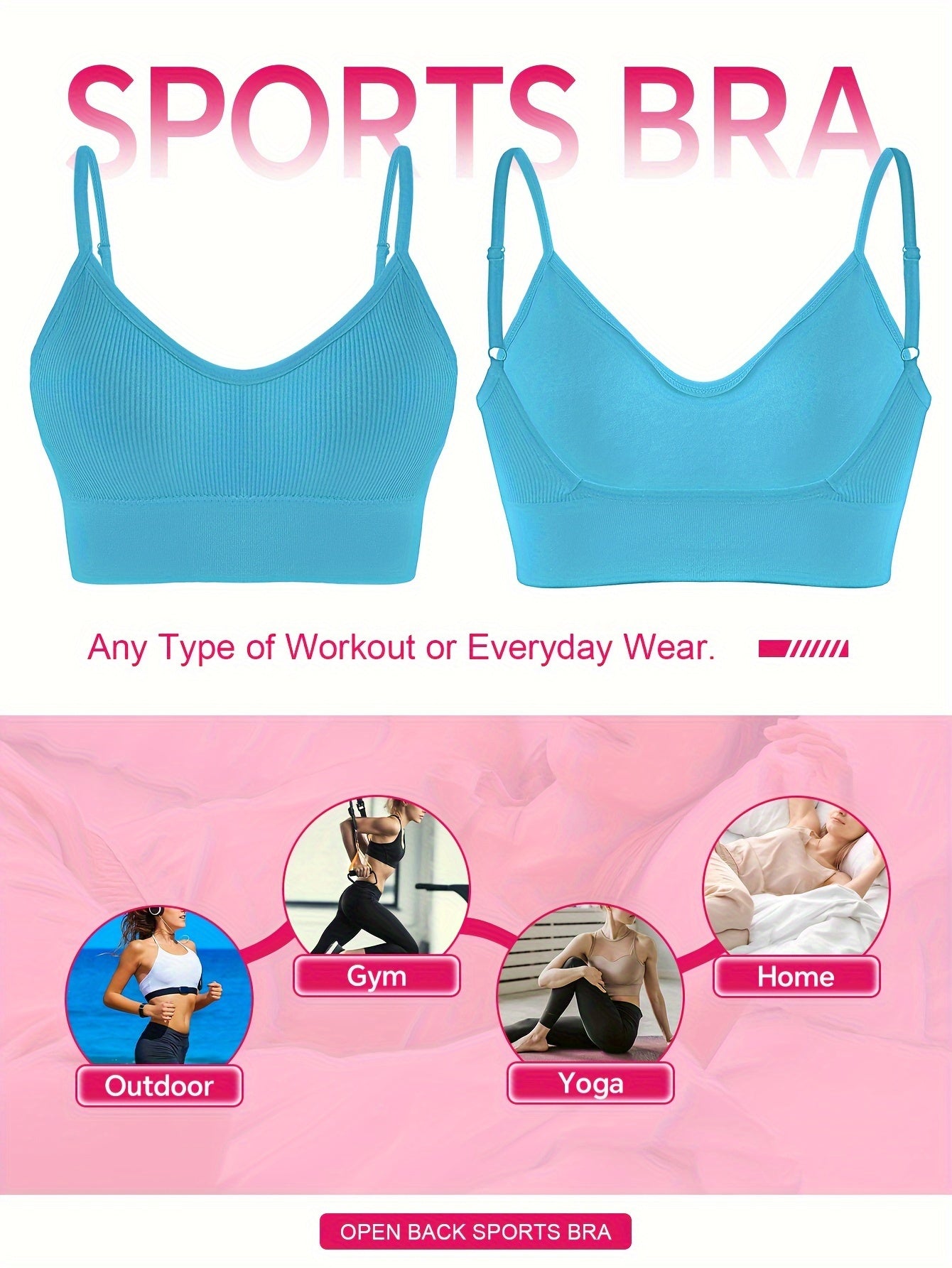 ComfyFit Solid Ribbed Sports Bra - Sports Bras for Women, Breathable Workout Fitness Intimates, Lingerie and Underwear with Superior Comfort and Support - Lena & Miles Exquisite Boutique LLC.