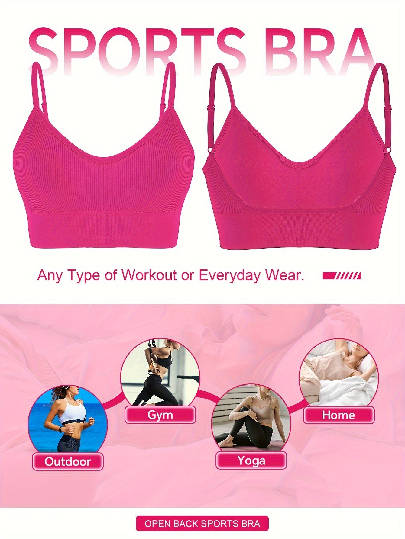 ComfyFit Solid Ribbed Sports Bra - Sports Bras for Women, Breathable Workout Fitness Intimates, Lingerie and Underwear with Superior Comfort and Support - Lena & Miles Exquisite Boutique LLC.