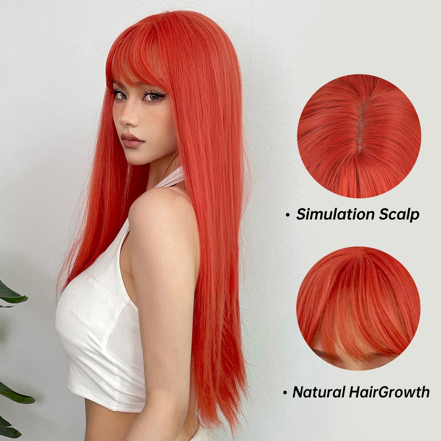 Silvery Grey 26 Inch Long Straight Hair Wigs With Bangs Heat Resistant Synthetic Hair Wigs For Women Girls For Cosplay Party Daily Taking Photos Use Music Festival - Lena & Miles Exquisite Boutique LLC.