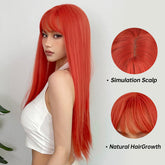 Silvery Grey 26 Inch Long Straight Hair Wigs With Bangs Heat Resistant Synthetic Hair Wigs For Women Girls For Cosplay Party Daily Taking Photos Use Music Festival - Lena & Miles Exquisite Boutique LLC.