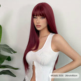 Silvery Grey 26 Inch Long Straight Hair Wigs With Bangs Heat Resistant Synthetic Hair Wigs For Women Girls For Cosplay Party Daily Taking Photos Use Music Festival - Lena & Miles Exquisite Boutique LLC.