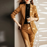 Elegant Women Formal Business Suits Senior Fabric Autumn Winter Professional Office Work Wear Pantsuits Blazers Trousers 3pieces - Lena & Miles Exquisite Boutique LLC.