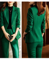 Elegant Women Formal Business Suits Senior Fabric Autumn Winter Professional Office Work Wear Pantsuits Blazers Trousers 3pieces - Lena & Miles Exquisite Boutique LLC.