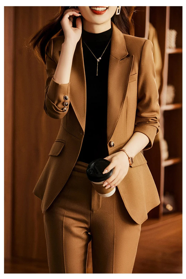 Elegant Women Formal Business Suits Senior FabricOffice Work Wear Pantsuits Blazers Trousers 3pieces - Lena & Miles Exquisite Boutique LLC.