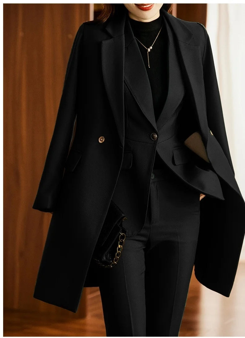 Elegant Women Formal Business Suits Senior FabricOffice Work Wear Pantsuits Blazers Trousers 3pieces - Lena & Miles Exquisite Boutique LLC.