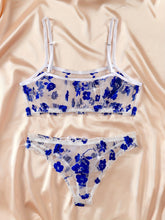 Romantic Floral Lingerie Set for Her - Alluring Ruffle Bra & Soft Sheer Mesh Panties - Seductive, Comfortable Intimate Wear with Flirty Flower Print - Lena & Miles Exquisite Boutique LLC.