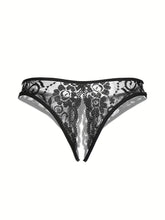 Seductive Floral Lace Thong Lingerie with Open Crotch and Bow Detail - Feminine Accent for Intimate Comfort - Soft One Size Underwear Set for Women - Lena & Miles Exquisite Boutique LLC.