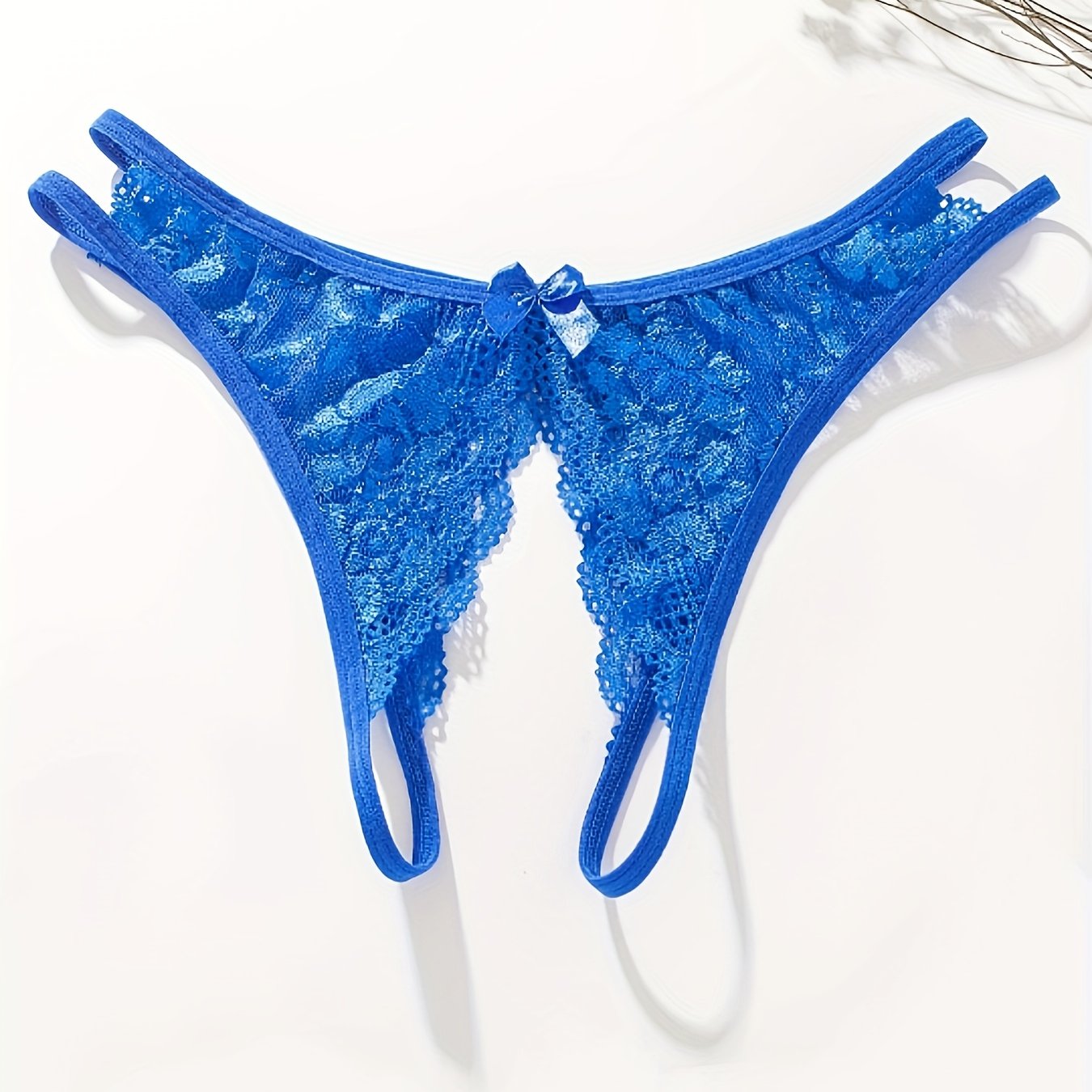 Seductive Floral Lace Thong Lingerie with Open Crotch and Bow Detail - Feminine Accent for Intimate Comfort - Soft One Size Underwear Set for Women - Lena & Miles Exquisite Boutique LLC.
