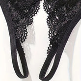 Seductive Floral Lace Thong Lingerie with Open Crotch and Bow Detail - Feminine Accent for Intimate Comfort - Soft One Size Underwear Set for Women - Lena & Miles Exquisite Boutique LLC.