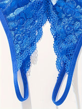 Seductive Floral Lace Thong Lingerie with Open Crotch and Bow Detail - Feminine Accent for Intimate Comfort - Soft One Size Underwear Set for Women - Lena & Miles Exquisite Boutique LLC.