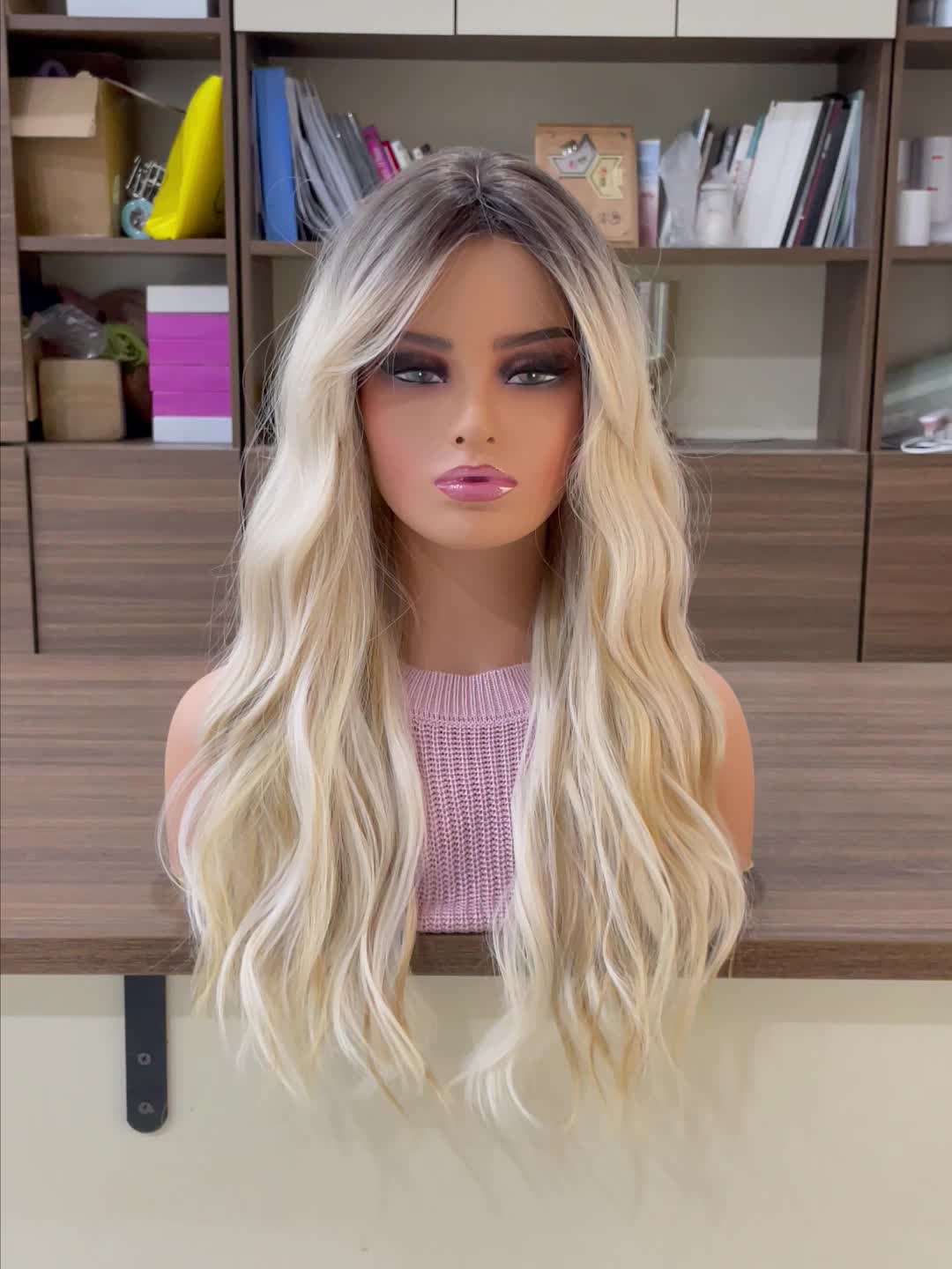 Long Ombre Blonde Hair Wig Natural Looking Layered Wavy Wigs For Women Heat Resistant Hair Wig Cosplay Party Synthetic Wig - Lena & Miles Exquisite Boutique LLC.