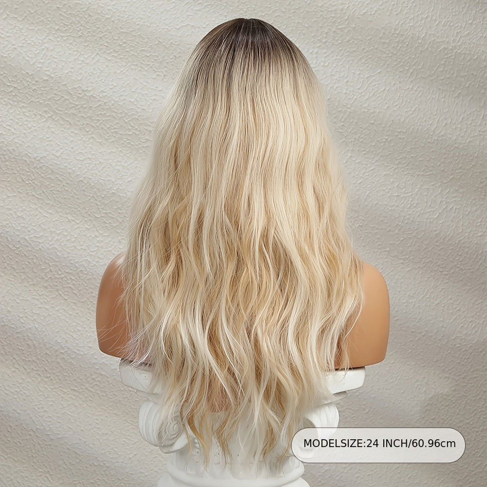 Long Ombre Blonde Hair Wig Natural Looking Layered Wavy Wigs For Women Heat Resistant Hair Wig Cosplay Party Synthetic Wig - Lena & Miles Exquisite Boutique LLC.