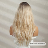 Long Ombre Blonde Hair Wig Natural Looking Layered Wavy Wigs For Women Heat Resistant Hair Wig Cosplay Party Synthetic Wig - Lena & Miles Exquisite Boutique LLC.