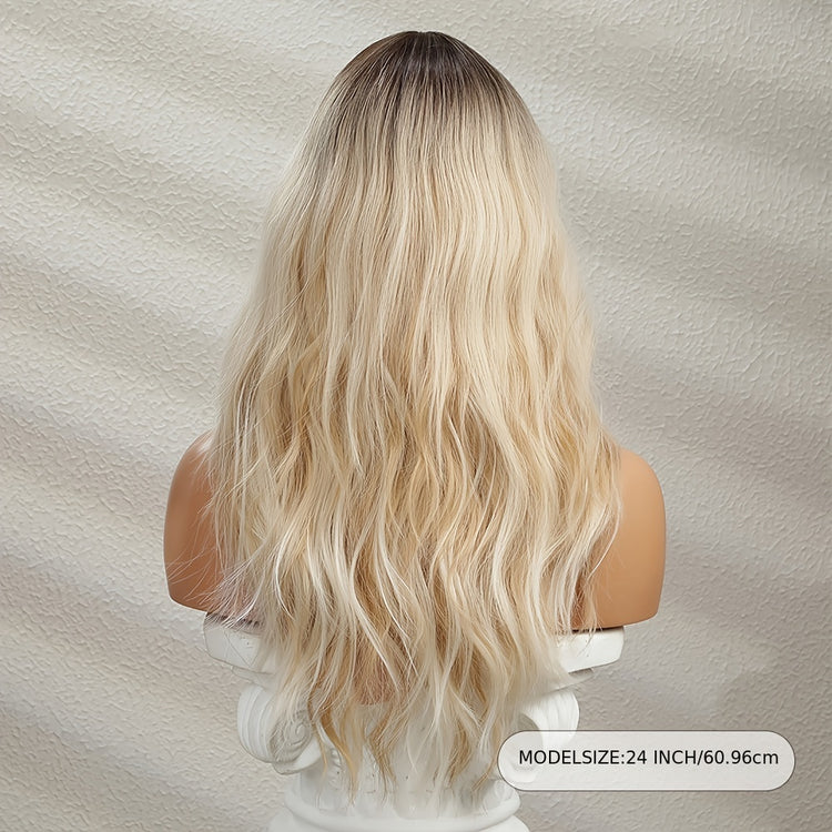 Long Ombre Blonde Hair Wig Natural Looking Layered Wavy Wigs For Women Heat Resistant Hair Wig Cosplay Party Synthetic Wig - Lena & Miles Exquisite Boutique LLC.