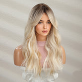 Long Ombre Blonde Hair Wig Natural Looking Layered Wavy Wigs For Women Heat Resistant Hair Wig Cosplay Party Synthetic Wig - Lena & Miles Exquisite Boutique LLC.