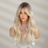 Long Ombre Blonde Hair Wig Natural Looking Layered Wavy Wigs For Women Heat Resistant Hair Wig Cosplay Party Synthetic Wig - Lena & Miles Exquisite Boutique LLC.