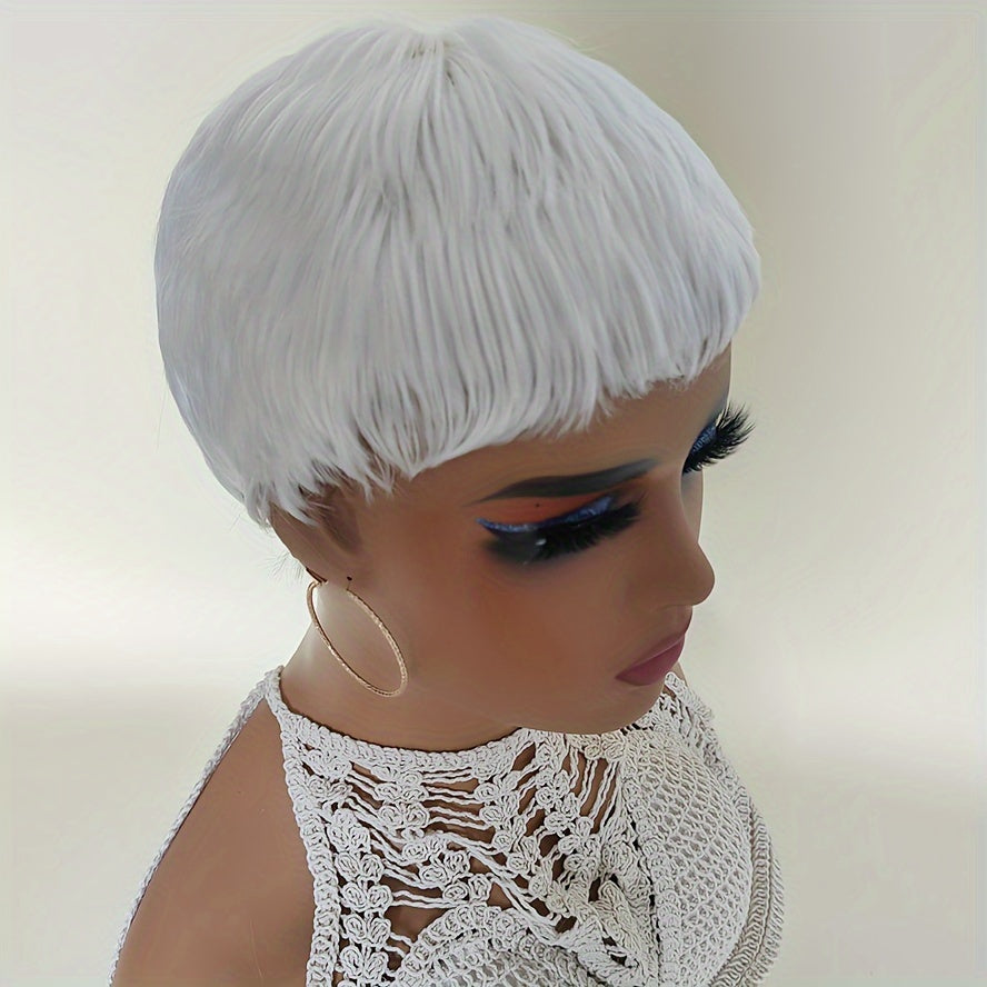 White Pixie Cut Wigs For Sexy Women Short Blond Synthetic Hair Wigs None Lace Wigs - Lena & Miles Exquisite Boutique LLC.
