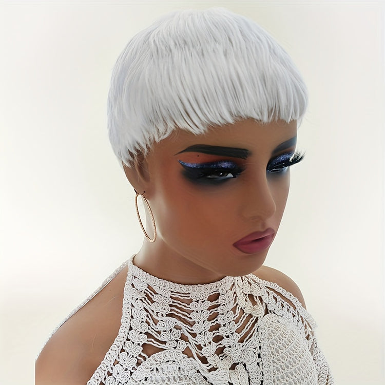 White Pixie Cut Wigs For Sexy Women Short Blond Synthetic Hair Wigs None Lace Wigs - Lena & Miles Exquisite Boutique LLC.
