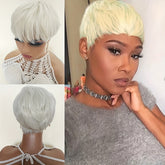 White Pixie Cut Wigs For Sexy Women Short Blond Synthetic Hair Wigs None Lace Wigs - Lena & Miles Exquisite Boutique LLC.