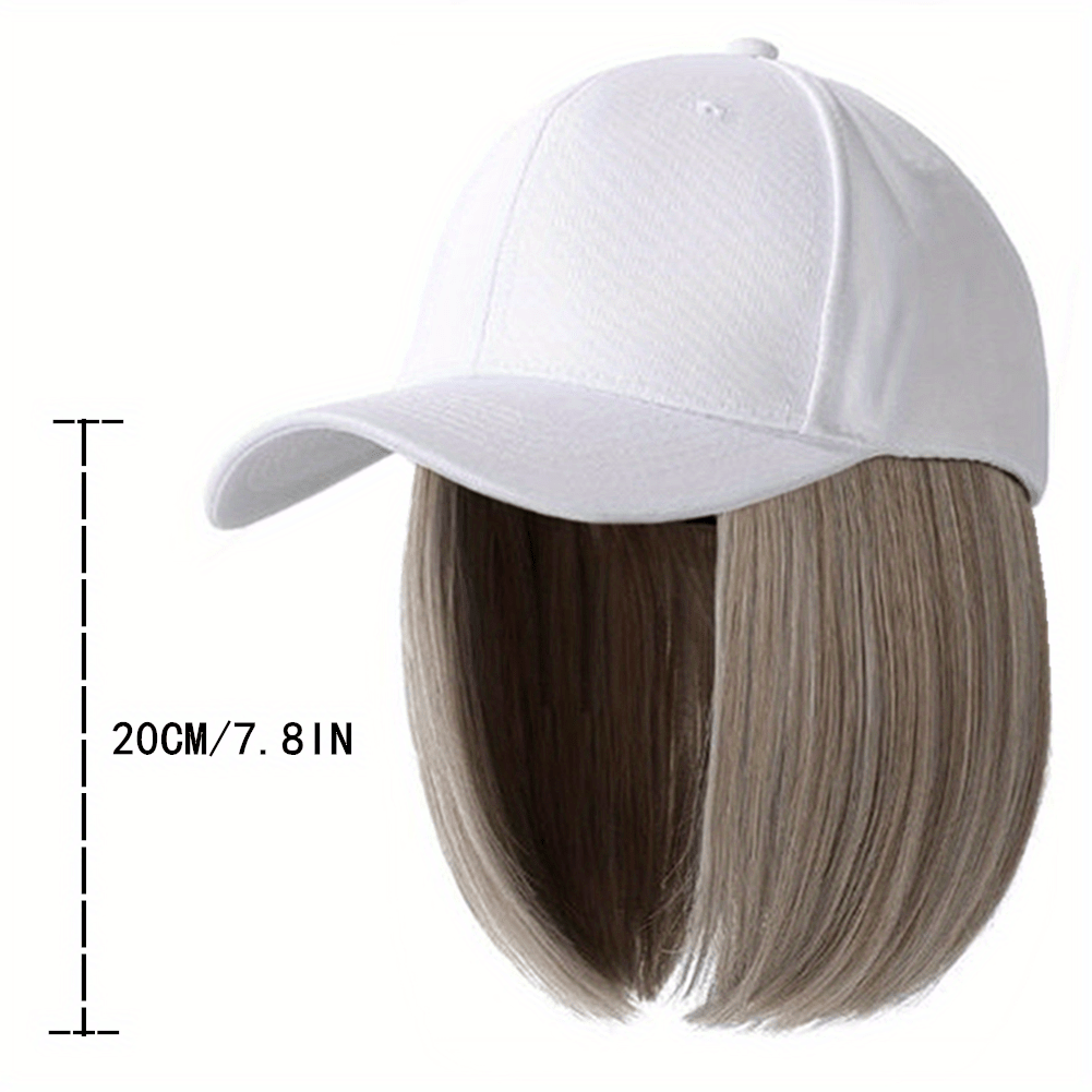 Hat Wigs Short Straight Bob Wigs With Baseball Cap, Adjustable Hat Wgs, Glueless Baseball Cap With Straight Bob Hair Wigs - Lena & Miles Exquisite Boutique LLC.