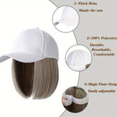 Hat Wigs Short Straight Bob Wigs With Baseball Cap, Adjustable Hat Wgs, Glueless Baseball Cap With Straight Bob Hair Wigs - Lena & Miles Exquisite Boutique LLC.