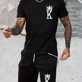 Letter K With Crown Pattern 2Pcs Outfits For Men - Lena & Miles Exquisite Boutique LLC.