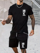 Letter K With Crown Pattern 2Pcs Outfits For Men - Lena & Miles Exquisite Boutique LLC.