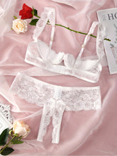 Romantic Floral Lace Lingerie Set - Seductive Open Bust Bra & Crotchless Panties - Alluring Soft Lace Detail, Perfect for Special Occasions - Womens Intimate Wear - Lena & Miles Exquisite Boutique LLC.