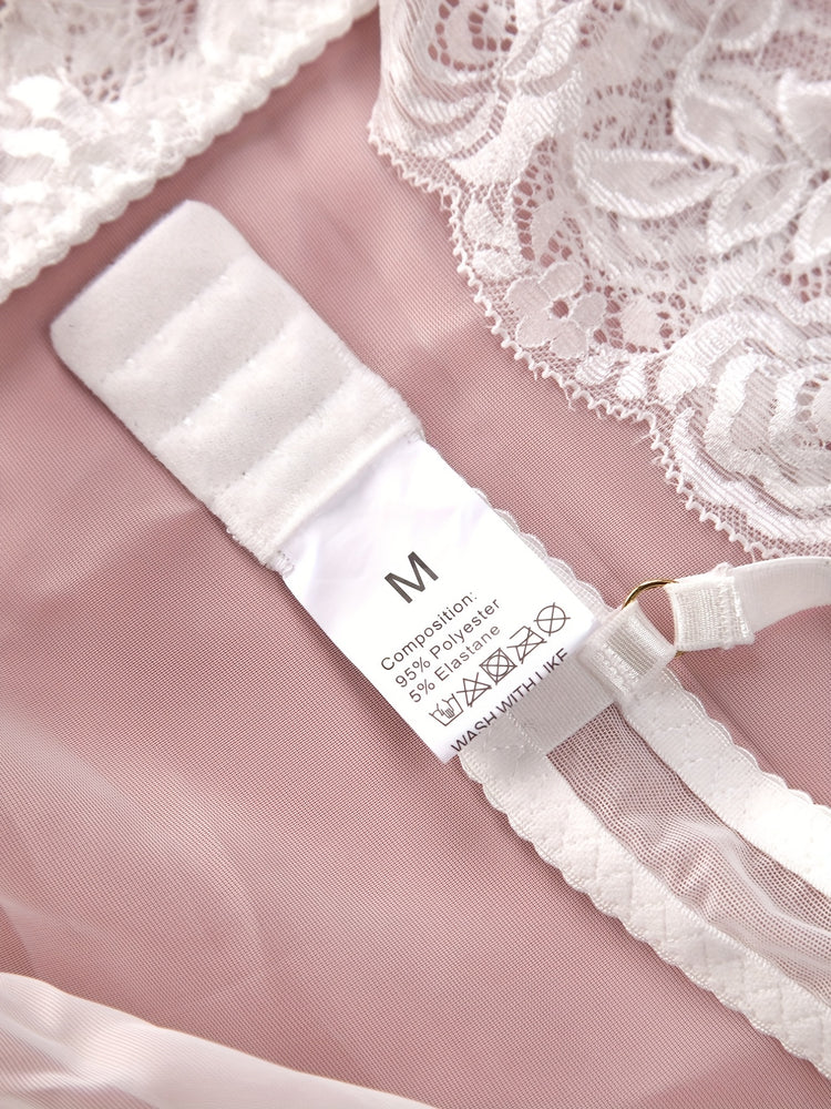 Romantic Floral Lace Lingerie Set - Seductive Open Bust Bra & Crotchless Panties - Alluring Soft Lace Detail, Perfect for Special Occasions - Womens Intimate Wear - Lena & Miles Exquisite Boutique LLC.