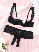 Romantic Floral Lace Lingerie Set - Seductive Open Bust Bra & Crotchless Panties - Alluring Soft Lace Detail, Perfect for Special Occasions - Womens Intimate Wear - Lena & Miles Exquisite Boutique LLC.