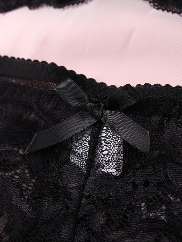 Romantic Floral Lace Lingerie Set - Seductive Open Bust Bra & Crotchless Panties - Alluring Soft Lace Detail, Perfect for Special Occasions - Womens Intimate Wear - Lena & Miles Exquisite Boutique LLC.