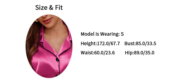 Womens Satin Pajamas Set Luxurious Short Sleeve Turn-down collar Button Top & Shorts Sleepwear & Loungewear for Summer Nightwear - Lena & Miles Exquisite Boutique LLC.