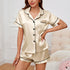 Womens Satin Pajamas Set Luxurious Short Sleeve Turn-down collar Button Top & Shorts Sleepwear & Loungewear for Summer Nightwear - Lena & Miles Exquisite Boutique LLC.