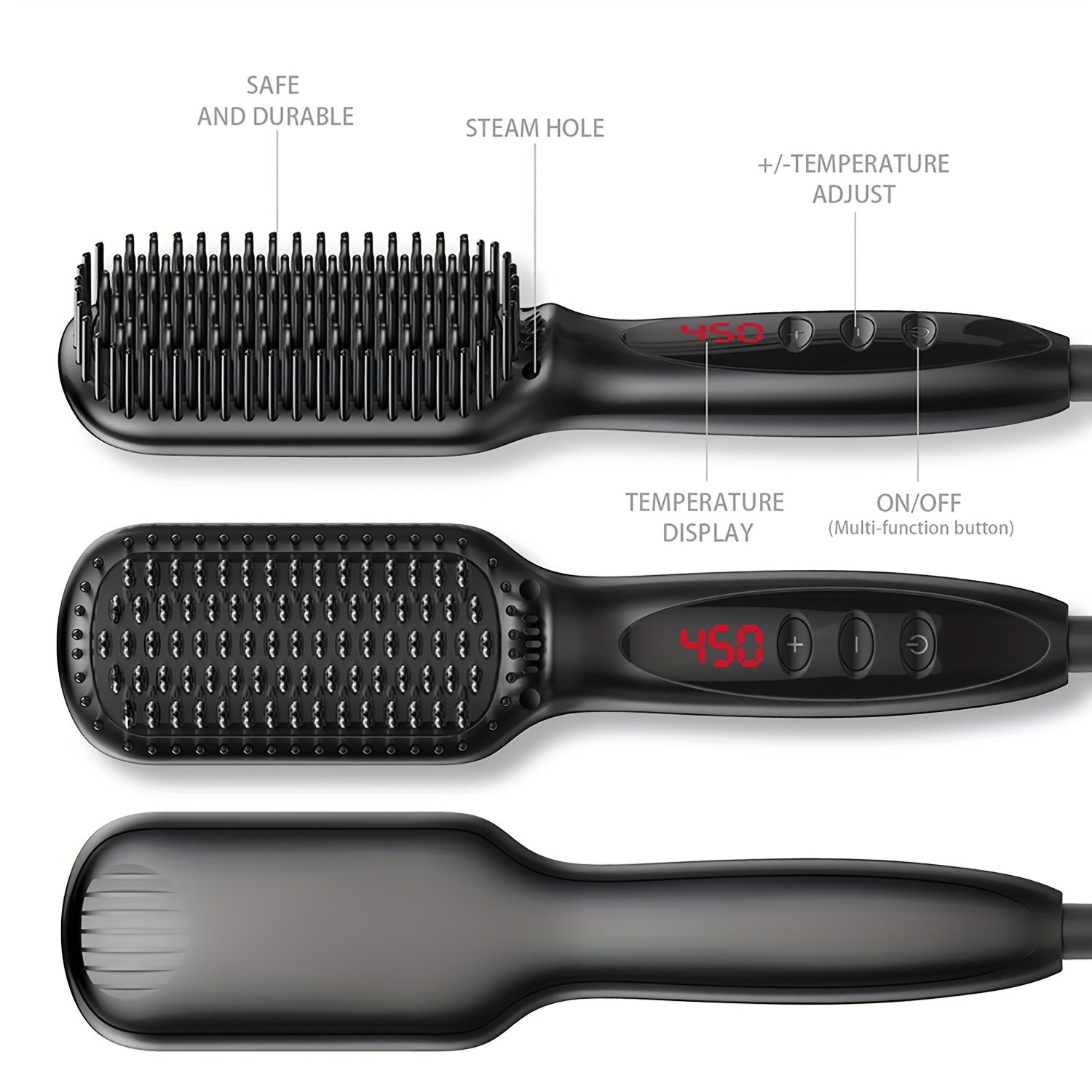 3-in-1 Electric Hot Comb Straightener | Fast-Heating & Anti-Scald | Sleek Hair Brush for All Hair Types & Wigs | Ideal Gift for Special Occasions - Lena & Miles Exquisite Boutique LLC.