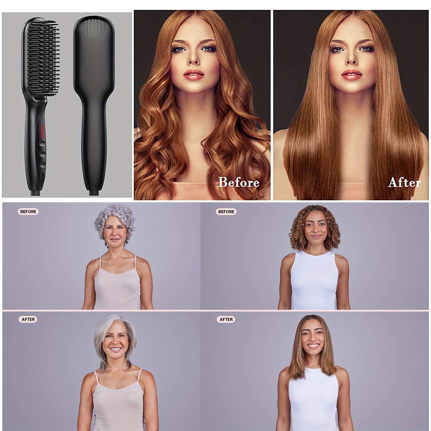 3-in-1 Electric Hot Comb Straightener | Fast-Heating & Anti-Scald | Sleek Hair Brush for All Hair Types & Wigs | Ideal Gift for Special Occasions - Lena & Miles Exquisite Boutique LLC.