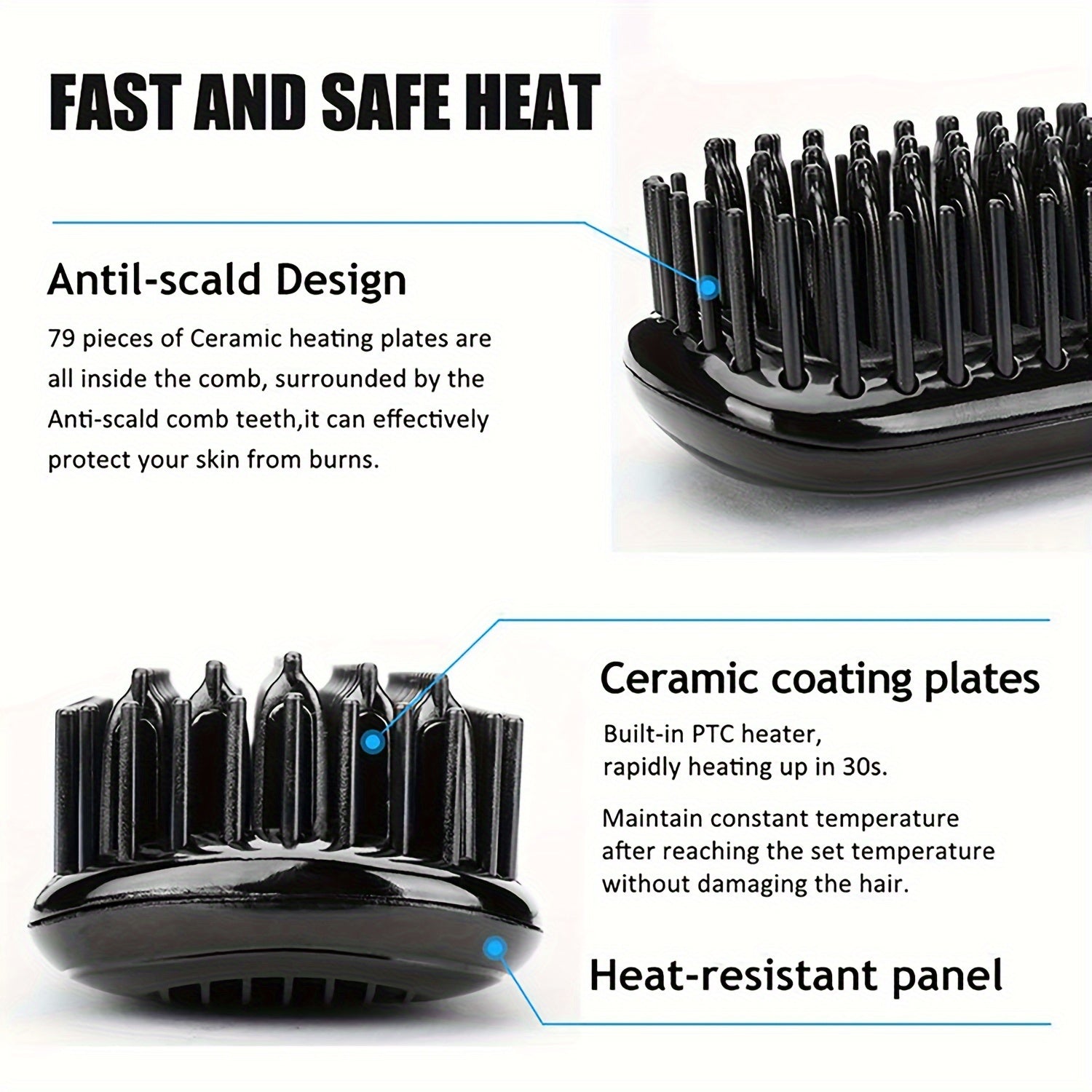 3-in-1 Electric Hot Comb Straightener | Fast-Heating & Anti-Scald | Sleek Hair Brush for All Hair Types & Wigs | Ideal Gift for Special Occasions - Lena & Miles Exquisite Boutique LLC.