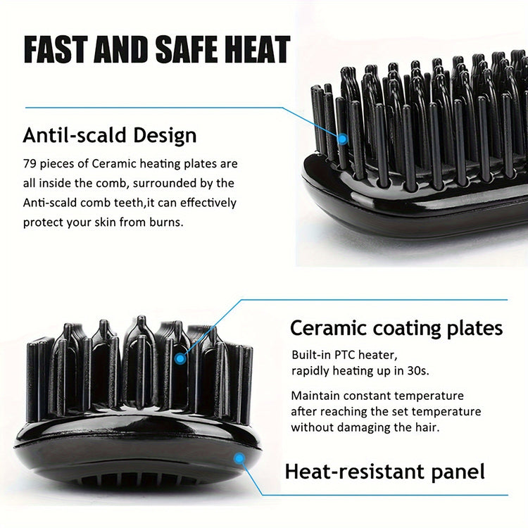 3-in-1 Electric Hot Comb Straightener | Fast-Heating & Anti-Scald | Sleek Hair Brush for All Hair Types & Wigs | Ideal Gift for Special Occasions - Lena & Miles Exquisite Boutique LLC.