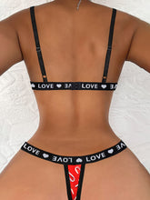 Sexy Thin Shoulder Strap Letter Pattern Lingerie Set - Comfortable Bra and Thong for Women&